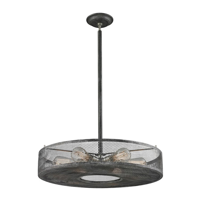 ELK Lighting Slatington 6-Light Chandelier, Nickel & Graphite/Mesh