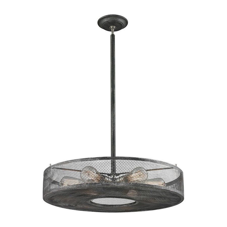 ELK Lighting Slatington 6-Light Chandelier, Nickel & Graphite/Mesh