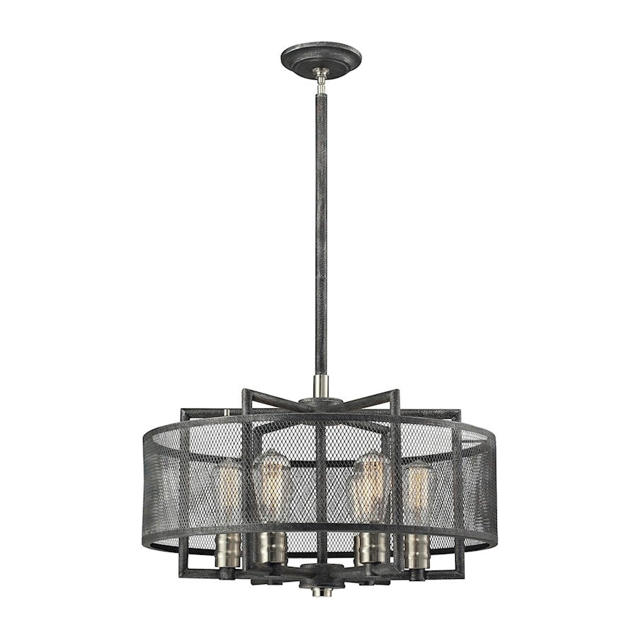 ELK Lighting Slatington Chandelier, Nickel & Graphite/Mesh