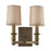 ELK Lighting Baxter 2-Light Wall, Antique Brass/Beige Fabric Shades