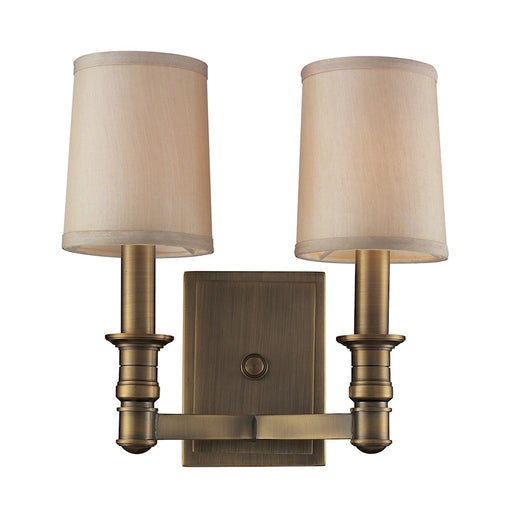 ELK Lighting Baxter 2-Light Wall, Antique Brass/Beige Fabric Shades