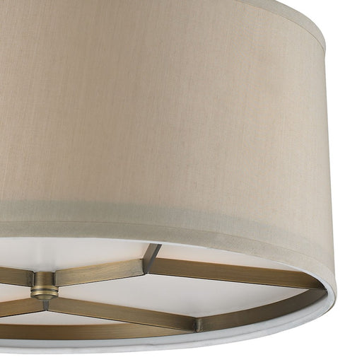 ELK Lighting Baxter 3-Light Semi Flush, Antique Brass/Beige Shade