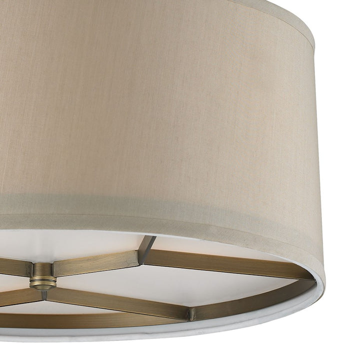 ELK Lighting Baxter 3-Light Semi Flush, Antique Brass/Beige Shade