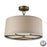 ELK Lighting Baxter 3-Light Semi Flush, Antique Brass/Beige Shade