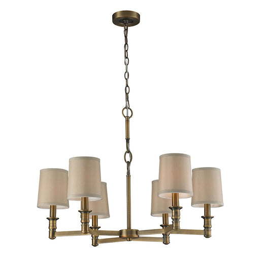 ELK Lighting Baxter 6-Light Chandelier, Brass/Beige Fabric Shades