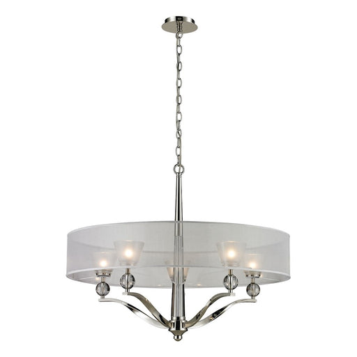 ELK Lighting Corisande 5-Light Chandelier, Nickel/Silver Drum