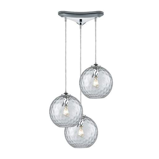 ELK Lighting Watersphere 3-Light Triangular Pendant, Chrome
