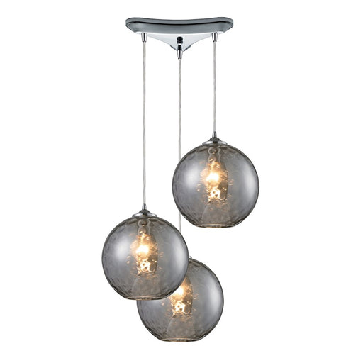 ELK Lighting Watersphere 3-Light Triangular Pendant, Chrome