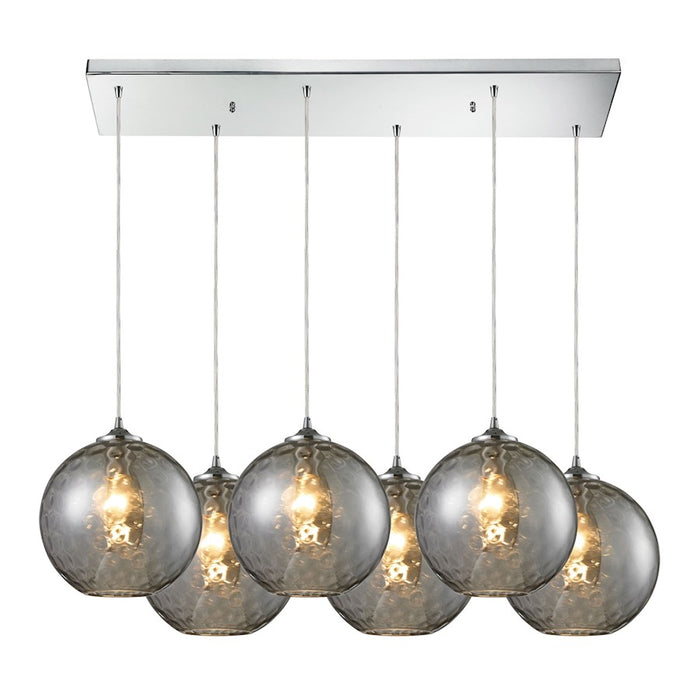 ELK Lighting Watersphere 6-Light Rectangular Pendant, Chrome