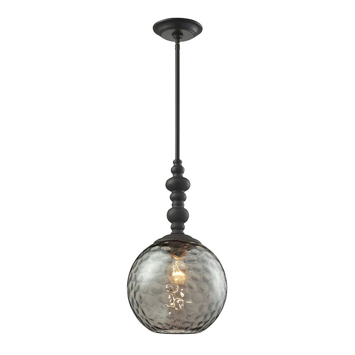 ELK Lighting Watersphere 1-Light Mini Pendant, Bronze/Hammered Smoke