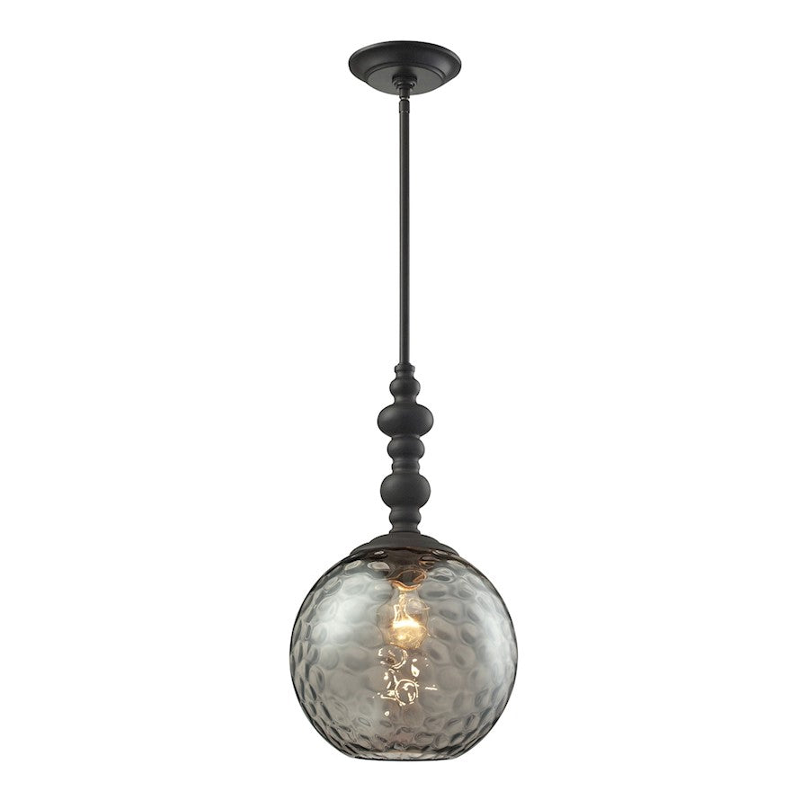 ELK Lighting Watersphere 1-Light Mini Pendant, Bronze/Hammered Smoke
