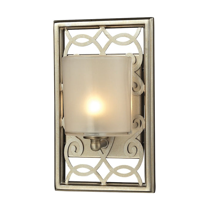 ELK Lighting Santa Monica 1-Light Wall Sconce, Aged Silver/Off-White