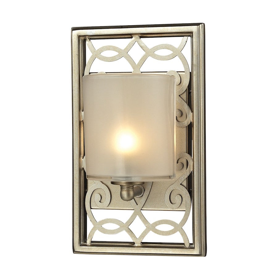 ELK Lighting Santa Monica 1-Light Wall Sconce, Aged Silver/Off-White