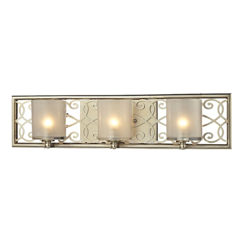 ELK Lighting Santa Monica 3-Light Vanity Sconce, Aged Silver/Off-White