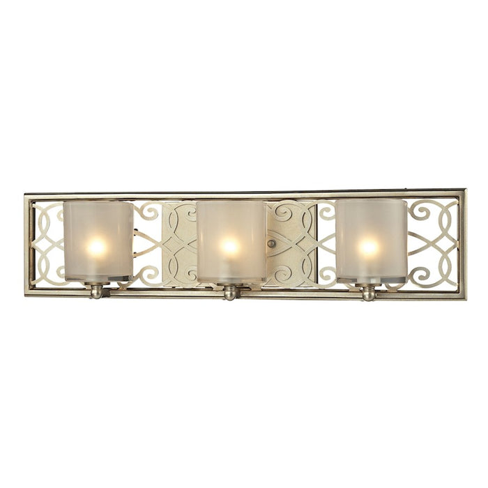 ELK Lighting Santa Monica 3-Light Vanity Sconce, Aged Silver/Off-White