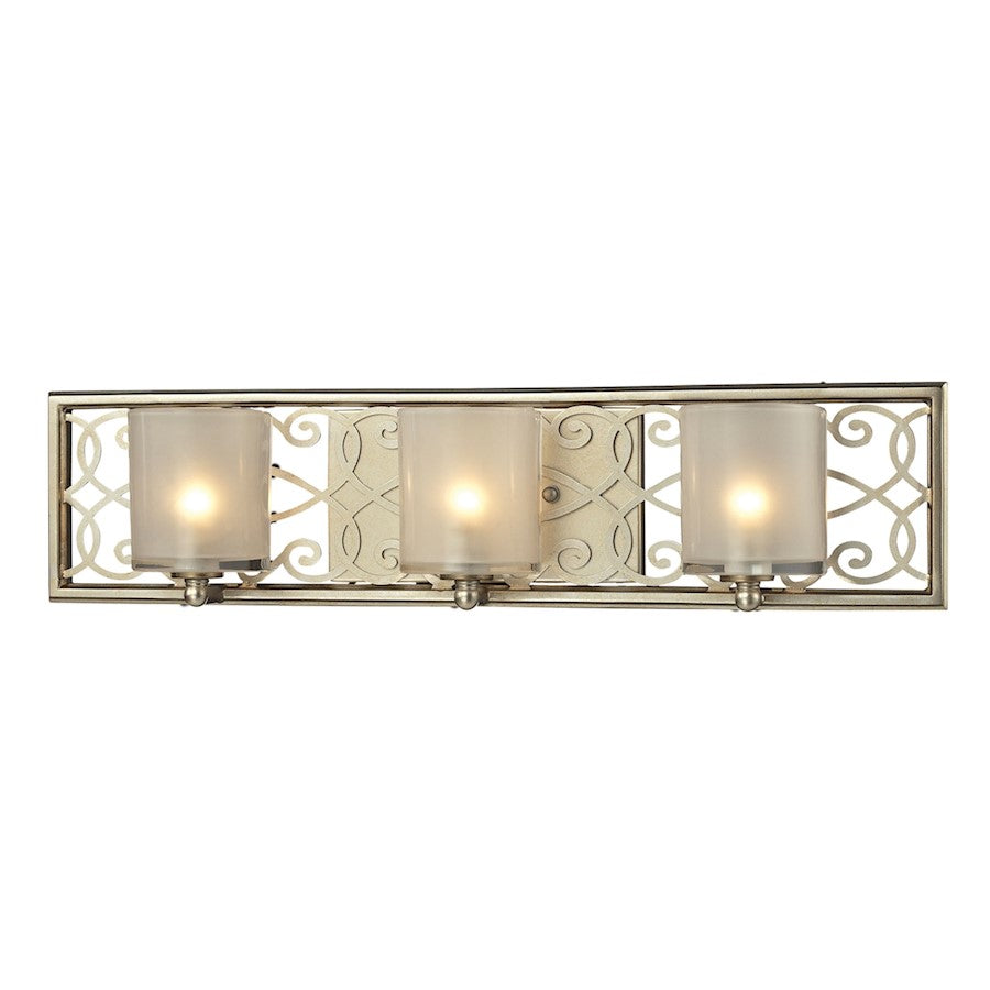 ELK Lighting Santa Monica 3-Light Vanity Sconce, Aged Silver/Off-White