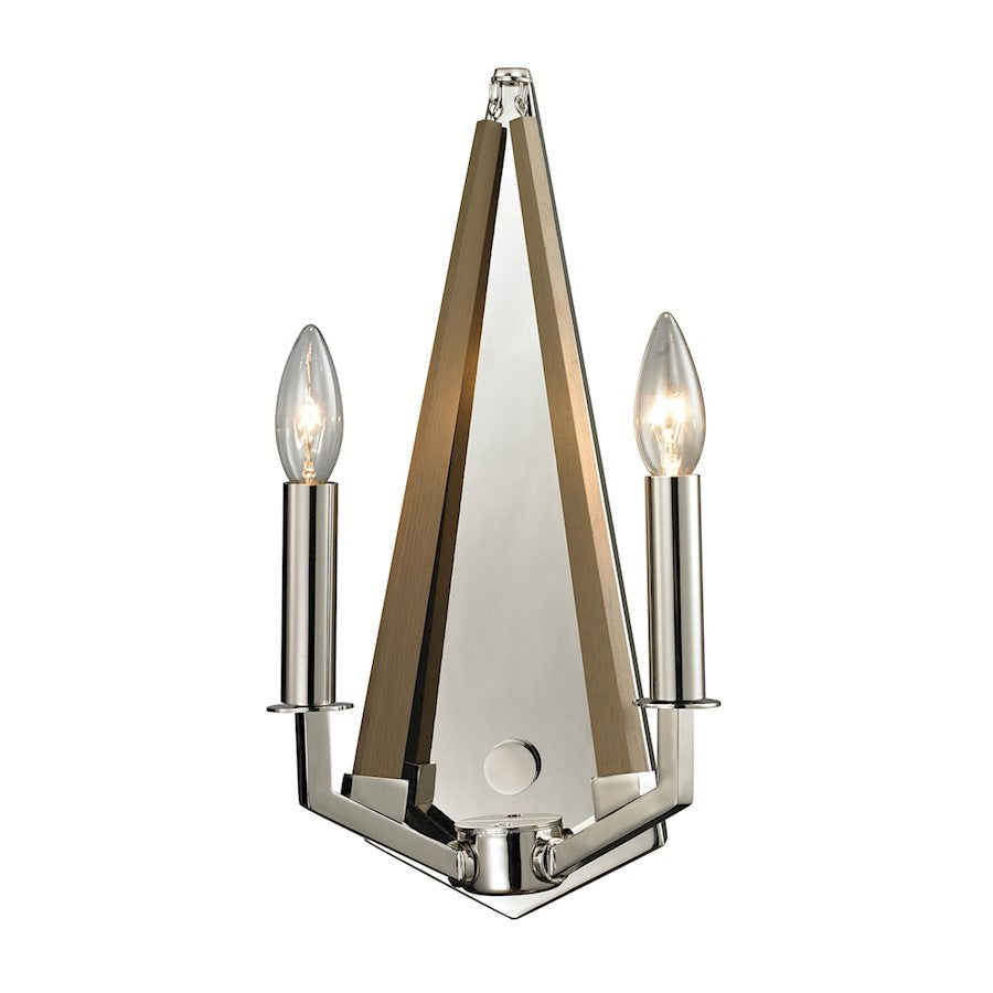ELK Lighting Madera 2-Light Wall Lamp, Polished Nickel and Taupe