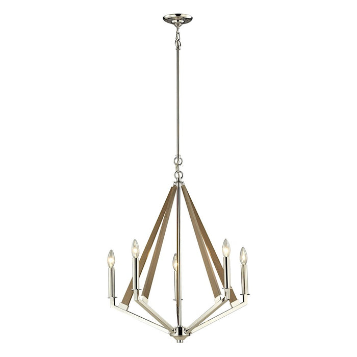 ELK Lighting Madera Chandelier, Polished Nickel and Taupe