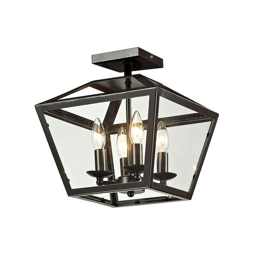 ELK Lighting Alanna 4-Light Semi Flush, Bronze/Clear Panels