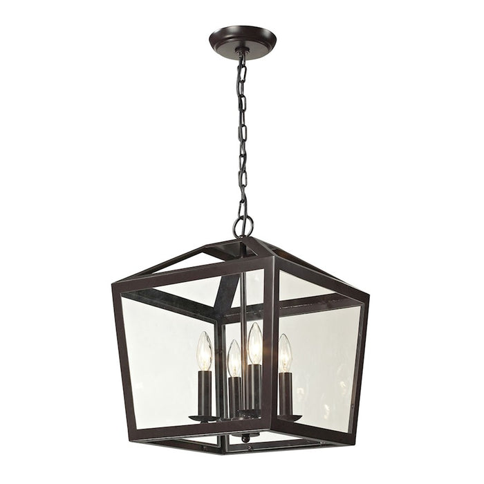 ELK Lighting Alanna 4-Light Pendant, Bronze/Clear Panels
