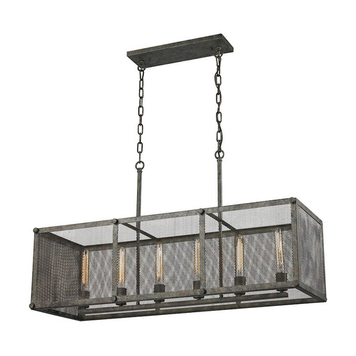 ELK Lighting Perry Linear Chandelier, Rust/Wire Mesh Shade