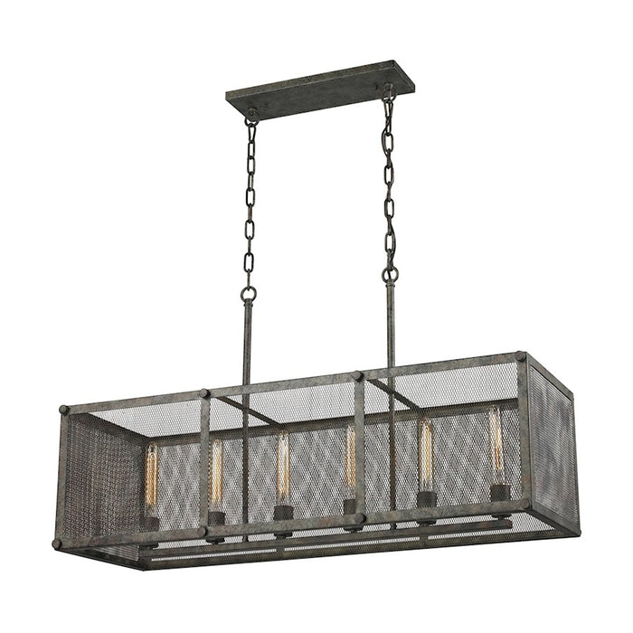 ELK Lighting Perry Linear Chandelier, Rust/Wire Mesh Shade