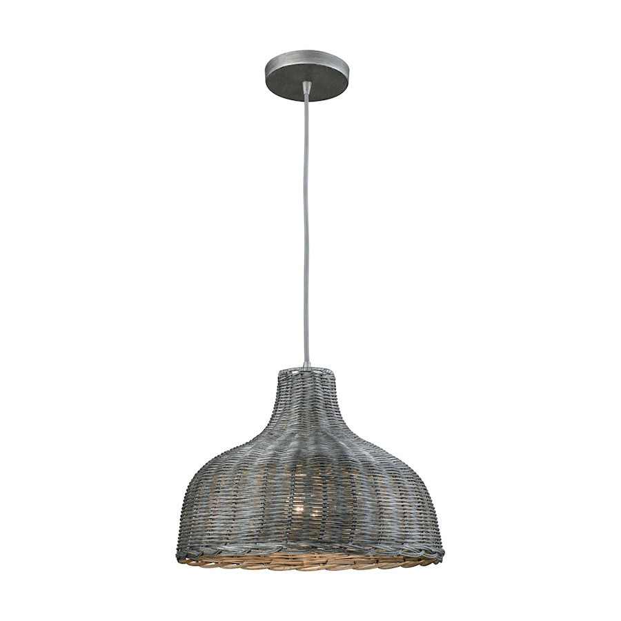 ELK Lighting Pleasant Fields 1-Light 14" Pendant, Grey/Gray Wicker