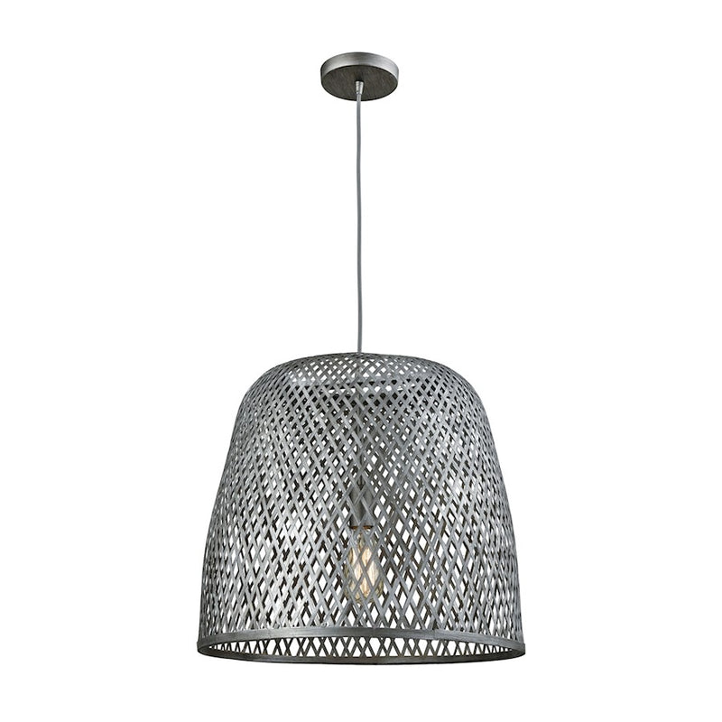 ELK Lighting Pleasant Fields 1-Light 20" Pendant, Grey/Gray Wicker