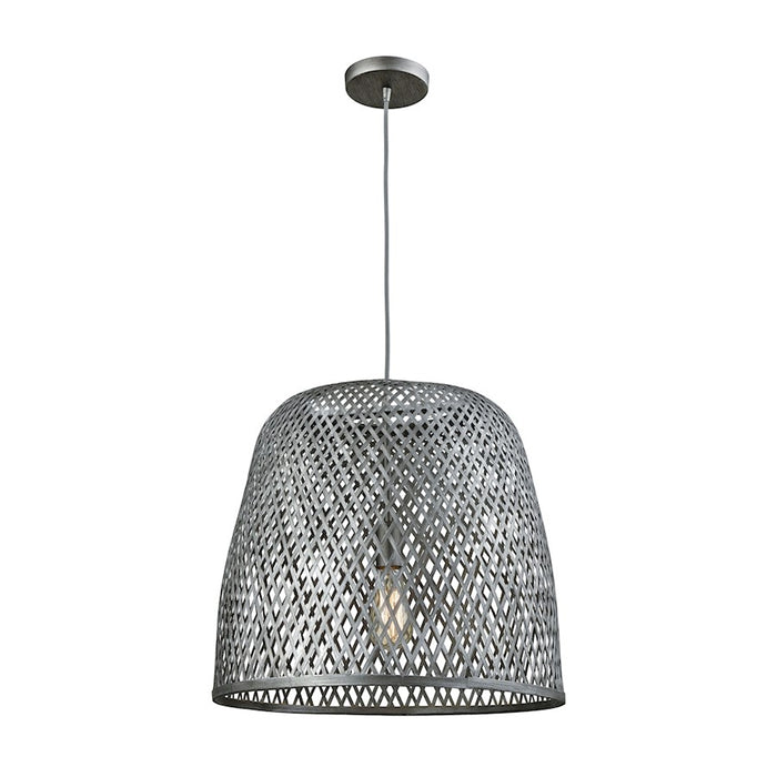 ELK Lighting Pleasant Fields 1-Light 20" Pendant, Grey/Gray Wicker
