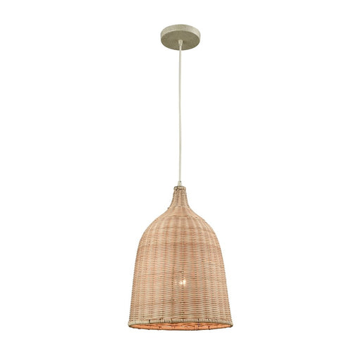 ELK Lighting Pleasant Fields 1-Light 12" Mini Pendant, Beige/Wicker