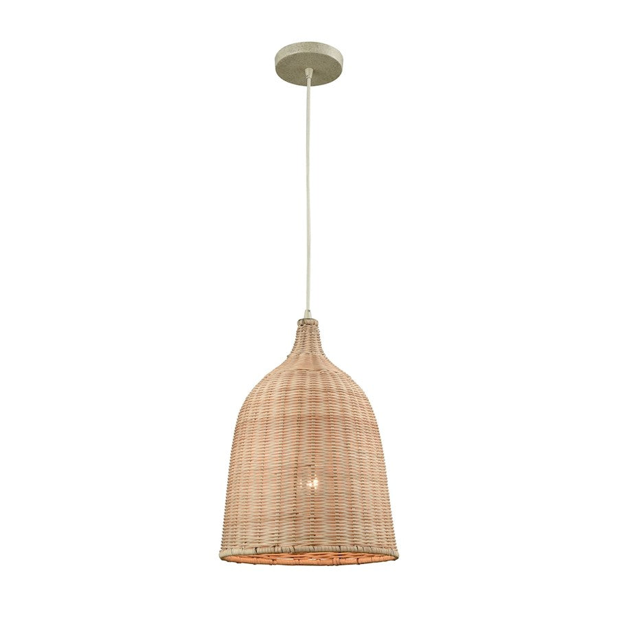 ELK Lighting Pleasant Fields 1-Light 12" Mini Pendant, Beige/Wicker