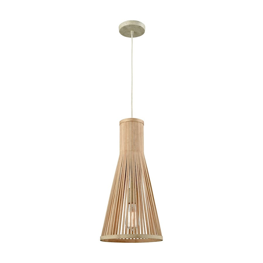 ELK Lighting Pleasant Fields 1-Light 10" Mini Pendant, Beige/Wicker