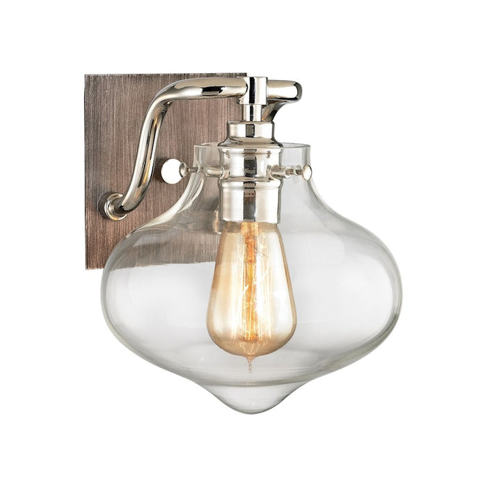 ELK Lighting Kelsey 1-Light Vanity Lamp, Nickel & Weathered Zinc/Clear