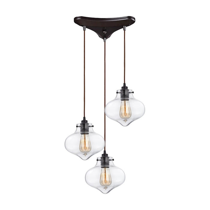 ELK Lighting Kelsey 3-Light Triangular Pendant, Bronze