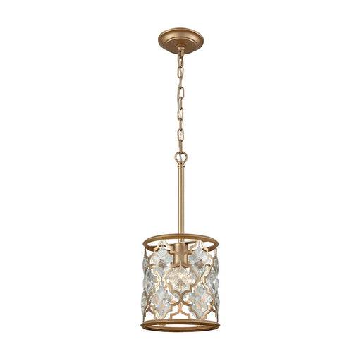 ELK Lighting Armand 1-Light Mini Pendant, Matte Gold/Clear Crystals