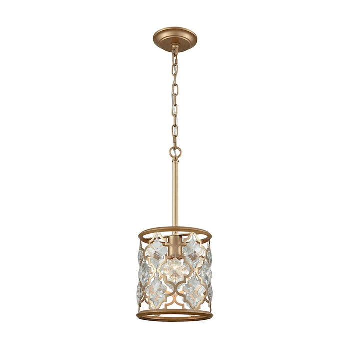ELK Lighting Armand 1-Light Mini Pendant, Matte Gold/Clear Crystals
