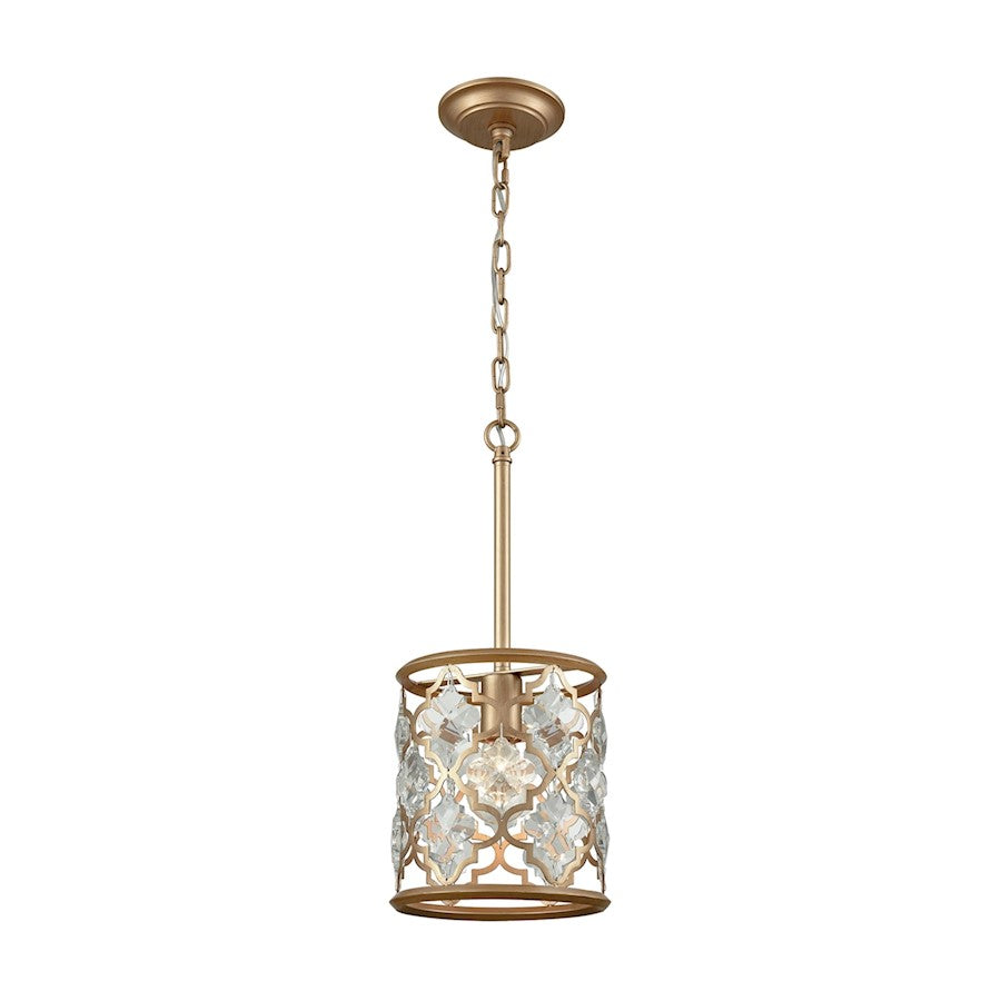 ELK Lighting Armand 1-Light Mini Pendant, Matte Gold/Clear Crystals