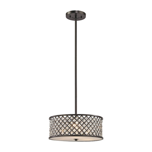 ELK Lighting Genevieve 3-Light Chandelier, Bronze/Crystal & Mesh Shade