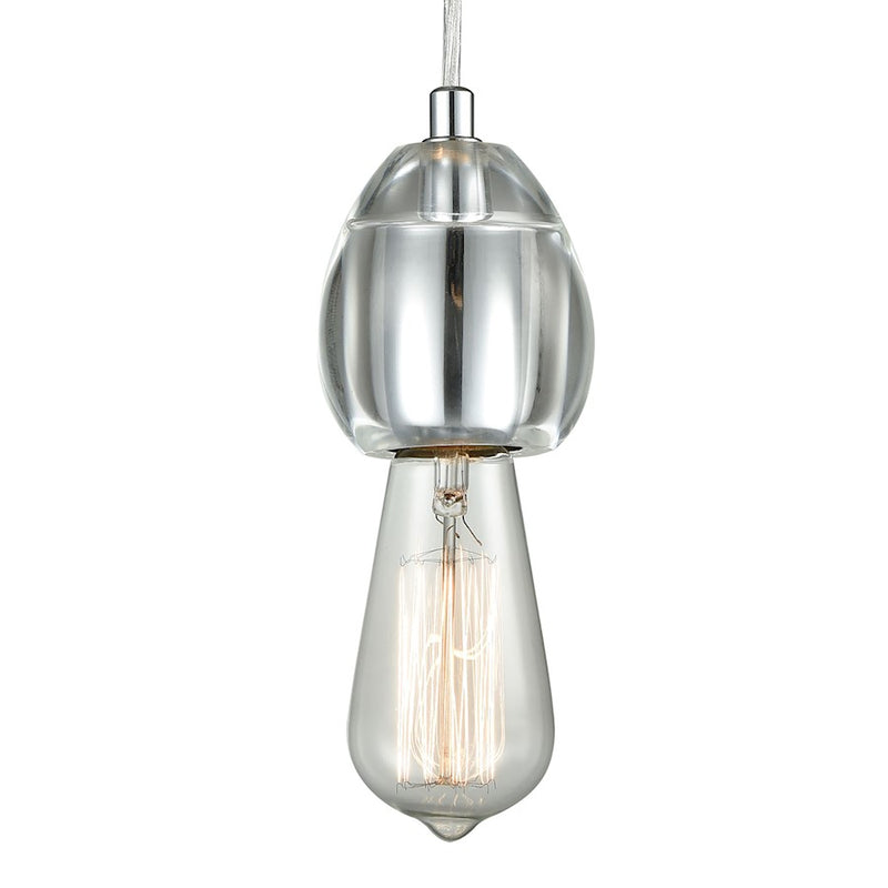 ELK Lighting Socketholder 1-Light Mini Pendant, Polished Chrome/Glass