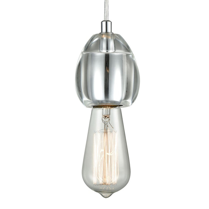 ELK Lighting Socketholder 1-Light Mini Pendant, Polished Chrome/Glass