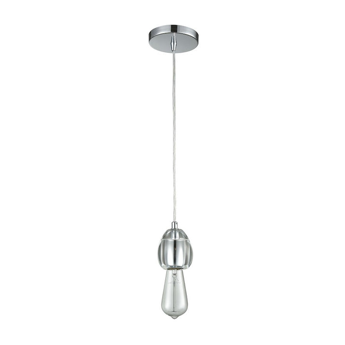 ELK Lighting Socketholder 1-Light Mini Pendant, Polished Chrome/Glass