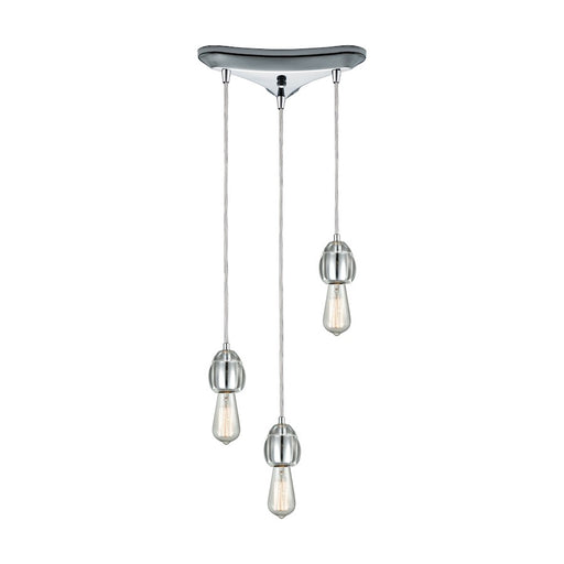 ELK Lighting Socketholder 3-Light Triangular Pendant, Chrome/Glass