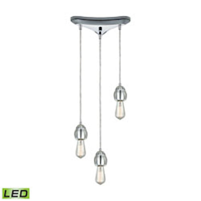 ELK Lighting Socketholder 3-Light Triangular Pendant, Chrome/Glass
