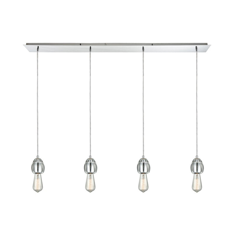 ELK Lighting Socketholder Linear LP Mini Pendant, Chrome/Glass