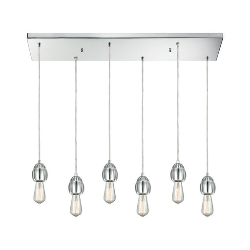 ELK Lighting Socketholder 6-Light Rectangular Pendant, Chrome/Glass