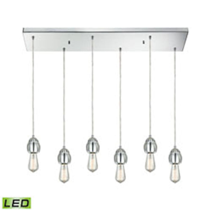 ELK Lighting Socketholder 6-Light Rectangular Pendant, Chrome/Glass