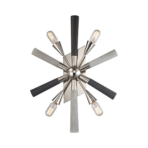 ELK Lighting Solara 4-Light Wall, Nickel/Washed Grey Wood Spindles
