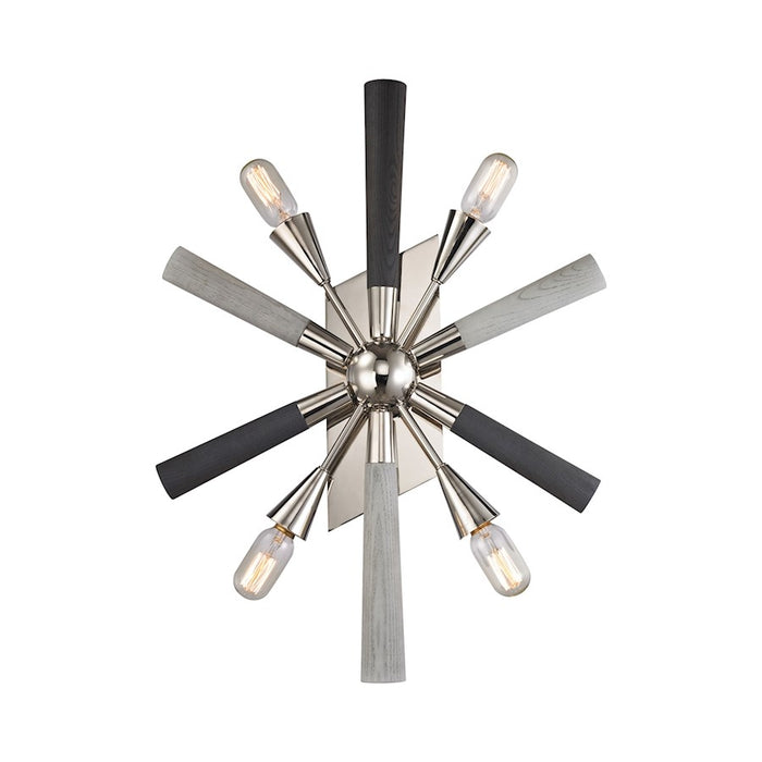 ELK Lighting Solara 4-Light Wall, Nickel/Washed Grey Wood Spindles