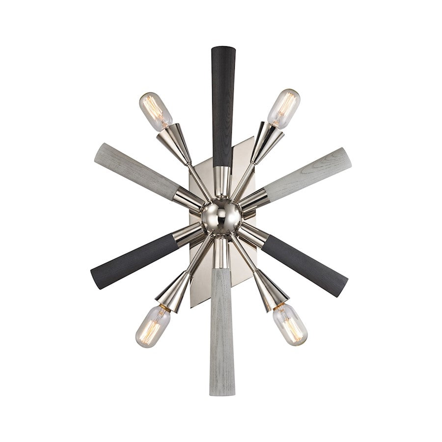 ELK Lighting Solara 4-Light Wall, Nickel/Washed Grey Wood Spindles