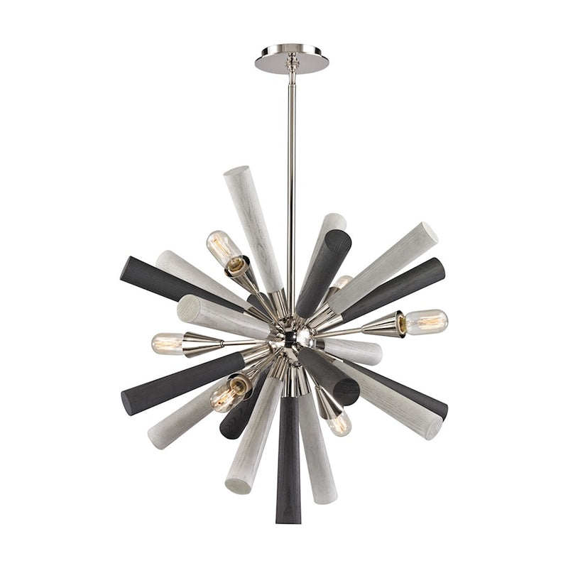 ELK Lighting Solara 6-Light Chandelier, Nickel/Grey Wood Spindles